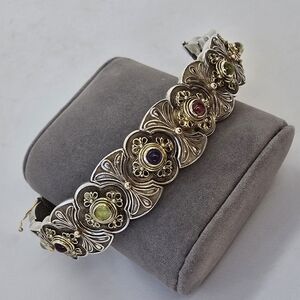 Konstantino Intricate Floral Silver & 18K Gold Bracelet